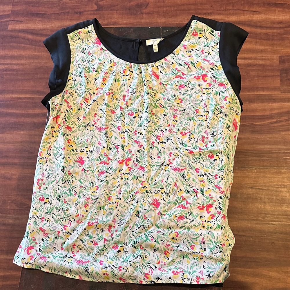 Joie Floral Print Cap-Sleeve Blouse